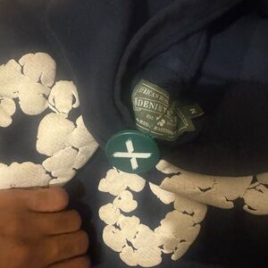 100% authentic Navy denim tears hoodie from StockX in medium